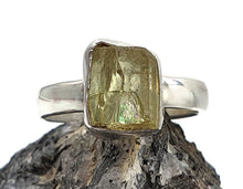 Load image into Gallery viewer, Yellow Apatite Ring, Size 7.75, Sterling Silver, Raw Gemstone Ring, Rough Apatite Ring - GemzAustralia 