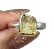 Load image into Gallery viewer, Yellow Apatite Ring, Size 7.75, Sterling Silver, Raw Gemstone Ring, Rough Apatite Ring - GemzAustralia 