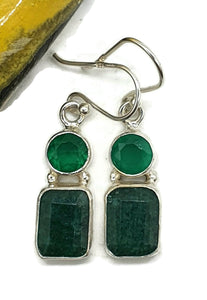 Emerald & Green Chalcedony Earrings, Sterling Silver, May Birthstone - GemzAustralia 