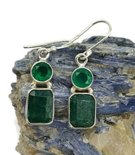 Load image into Gallery viewer, Emerald &amp; Green Chalcedony Earrings, Sterling Silver, May Birthstone - GemzAustralia 