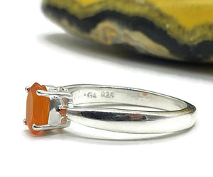 Carnelian Ring, Size 8, Sterling Silver, Orange Gemstone, Oval Facet, .8 carats - GemzAustralia 