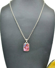 Load image into Gallery viewer, Pink Opal &amp; Oyster Turquoise Pendant, Sterling Silver, Rectangle Shaped - GemzAustralia 