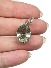 Load image into Gallery viewer, Prasiolite Pendant, Oval shaped, Sterling Silver, Green Amethyst Gemstone, Spiritual Stone - GemzAustralia 