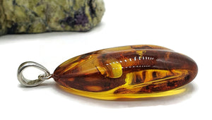 Huge Amber Pendant, Sterling Silver, Natural Oval Shape, 50 million years old - GemzAustralia 