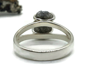 Double Black Diamond Ring, Size 8, Sterling Silver, Raw Gemstone, April Birthstone - GemzAustralia 