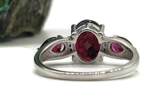 Load image into Gallery viewer, Garnet &amp; Diamond Ring, Size 8, Sterling Silver, Trilogy Ring, Love, Kindness, Compassion - GemzAustralia 