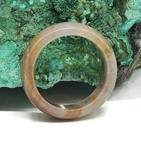 Brown Green Jasper Ring, Size 7.25, Solid Jasper Band, Stacking Ring, Calming Stone - GemzAustralia 