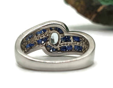 Load image into Gallery viewer, Aquamarine &amp; Sapphire Ring, Sterling Silver, Size 6, March and September Birthstones - GemzAustralia 