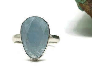 Rose Cut Aquamarine Ring, Size 9, Sterling Silver, March Birthstone - GemzAustralia 