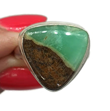 Load image into Gallery viewer, Australian Boulder Chrysoprase Ring, Size 9.5, Sterling Silver, Chalcedony Variety - GemzAustralia 