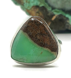 Australian Boulder Chrysoprase Ring, Size 9.5, Sterling Silver, Chalcedony Variety - GemzAustralia 