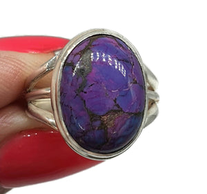 Purple Turquoise Ring, Size 7, Sterling Silver, Oval Shaped, Split Band Ring - GemzAustralia 