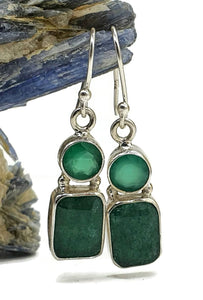 Emerald & Green Chalcedony Earrings, Sterling Silver, May Birthstone - GemzAustralia 