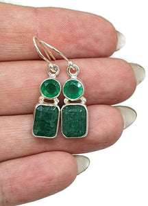 Emerald & Green Chalcedony Earrings, Sterling Silver, May Birthstone - GemzAustralia 