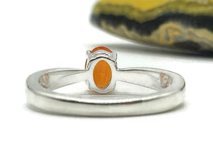 Carnelian Ring, Size 8, Sterling Silver, Orange Gemstone, Oval Facet, .8 carats - GemzAustralia 