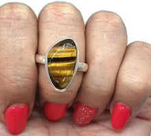 Load image into Gallery viewer, Tiger&#39;s Eye Ring, Size 11, Sterling Silver, Natural Shape, Kundalini Awakening, Courage - GemzAustralia 