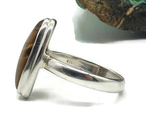 Tiger's Eye Ring, Size 11, Sterling Silver, Natural Shape, Kundalini Awakening, Courage - GemzAustralia 