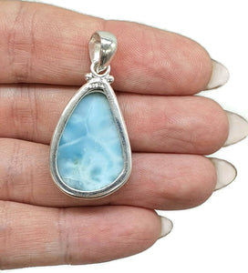 Larimar Pendant, Sterling Silver, Stone of Atlantis, Dolphin Stone, Sterling Silver - GemzAustralia 