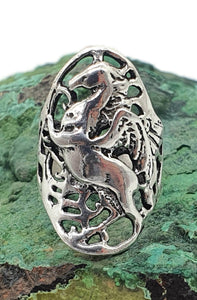 Unicorn Ring, Size 5.5, Sterling Silver, Wild Woodland Creature, A Symbol of Purity - GemzAustralia 