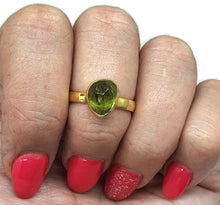 Load image into Gallery viewer, Rose Cut Peridot Ring, Size 8, Sterling Silver, 18K gold Electroplated, Natural Gemstone - GemzAustralia 