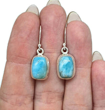 Load image into Gallery viewer, Larimar Earrings, Dolphin Stone, Stone of Atlantis, Sterling Silver, Rectangle Shape - GemzAustralia 