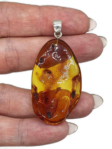 Huge Amber Pendant, Sterling Silver, Natural Oval Shape, 50 million years old - GemzAustralia 