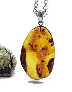 Huge Amber Pendant, Sterling Silver, Natural Oval Shape, 50 million years old - GemzAustralia 