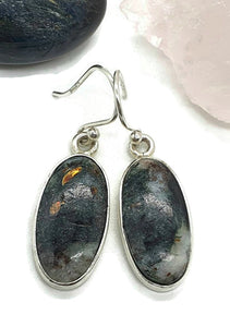 Bronze Astrophyllite Earrings, Sterling Silver, Long Oval Shaped, Astral Travel Gemstone - GemzAustralia 