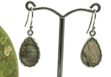 Load image into Gallery viewer, Labradorite Earrings, Sterling Silver, Blue Green Labradorite, Teardrop Shape - GemzAustralia 
