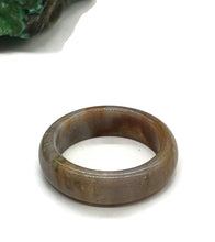 Load image into Gallery viewer, Brown Green Jasper Ring, Size 7.25, Solid Jasper Band, Stacking Ring, Calming Stone - GemzAustralia 