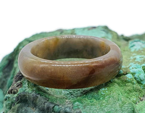 Brown Green Jasper Ring, Size 7.25, Solid Jasper Band, Stacking Ring, Calming Stone - GemzAustralia 