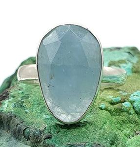 Rose Cut Aquamarine Ring, Size 9, Sterling Silver, March Birthstone - GemzAustralia 