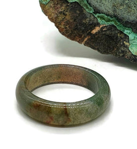 Purple, Green & Brown Jasper Ring, Size 9.25, Solid Jasper Band, Past Life Stone - GemzAustralia 