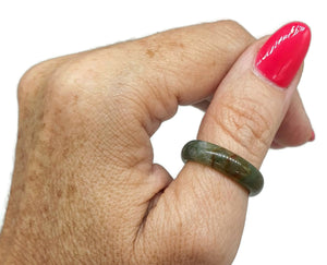 Purple, Green & Brown Jasper Ring, Size 9.25, Solid Jasper Band, Past Life Stone - GemzAustralia 