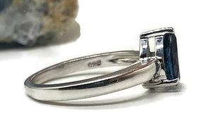 Pear Shaped London Blue Topaz Ring, Size 6, Sterling Silver, December Birthstone - GemzAustralia 