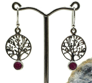 Tree of Life Ruby Earrings, Sterling Silver, July Birthstone, Natural Ruby gems - GemzAustralia 