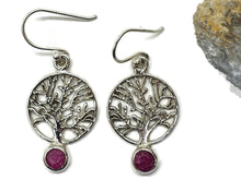 Load image into Gallery viewer, Tree of Life Ruby Earrings, Sterling Silver, July Birthstone, Natural Ruby gems - GemzAustralia 