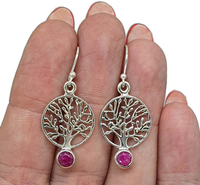Tree of Life Ruby Earrings, Sterling Silver, July Birthstone, Natural Ruby gems - GemzAustralia 