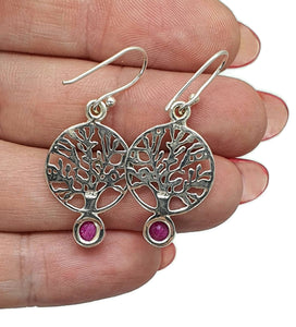 Tree of Life Ruby Earrings, Sterling Silver, July Birthstone, Natural Ruby gems - GemzAustralia 