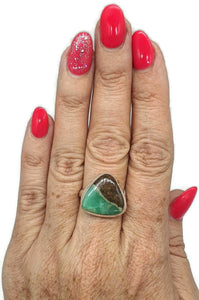 Australian Boulder Chrysoprase Ring, Size 9.5, Sterling Silver, Chalcedony Variety - GemzAustralia 