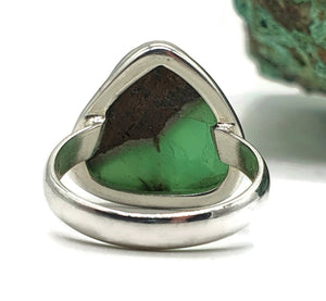 Australian Boulder Chrysoprase Ring, Size 9.5, Sterling Silver, Chalcedony Variety - GemzAustralia 