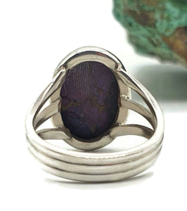 Purple Turquoise Ring, Size 7, Sterling Silver, Oval Shaped, Split Band Ring - GemzAustralia 