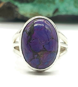 Purple Turquoise Ring, Size 7, Sterling Silver, Oval Shaped, Split Band Ring - GemzAustralia 