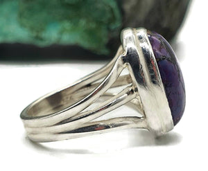 Purple Turquoise Ring, Size 7, Sterling Silver, Oval Shaped, Split Band Ring - GemzAustralia 