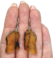 Load image into Gallery viewer, Raw Edge Amber Earrings, Mexican Chiapas Amber, Sterling Silver, 30 million years - GemzAustralia 