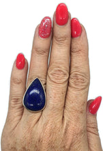 Load image into Gallery viewer, Huge Lapis Lazuli Ring, Size 6.5, Sterling Silver, Teardrop, Protection Gemstone - GemzAustralia 