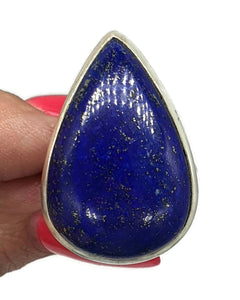 Huge Lapis Lazuli Ring, Size 6.5, Sterling Silver, Teardrop, Protection Gemstone - GemzAustralia 