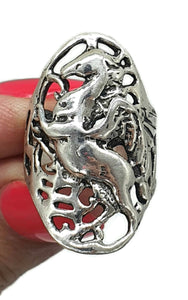 Unicorn Ring, Size 5.5, Sterling Silver, Wild Woodland Creature, A Symbol of Purity - GemzAustralia 