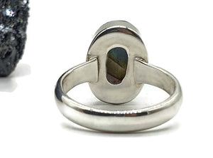 Raw Labradorite Ring, Size 7, Sterling Silver, Oval Shaped, Blue Green Labradorite - GemzAustralia 