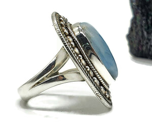 Dolphin Stone Ring, Size 7, Larimar Gemstone, Sterling Silver, Stone of Atlantis - GemzAustralia 
